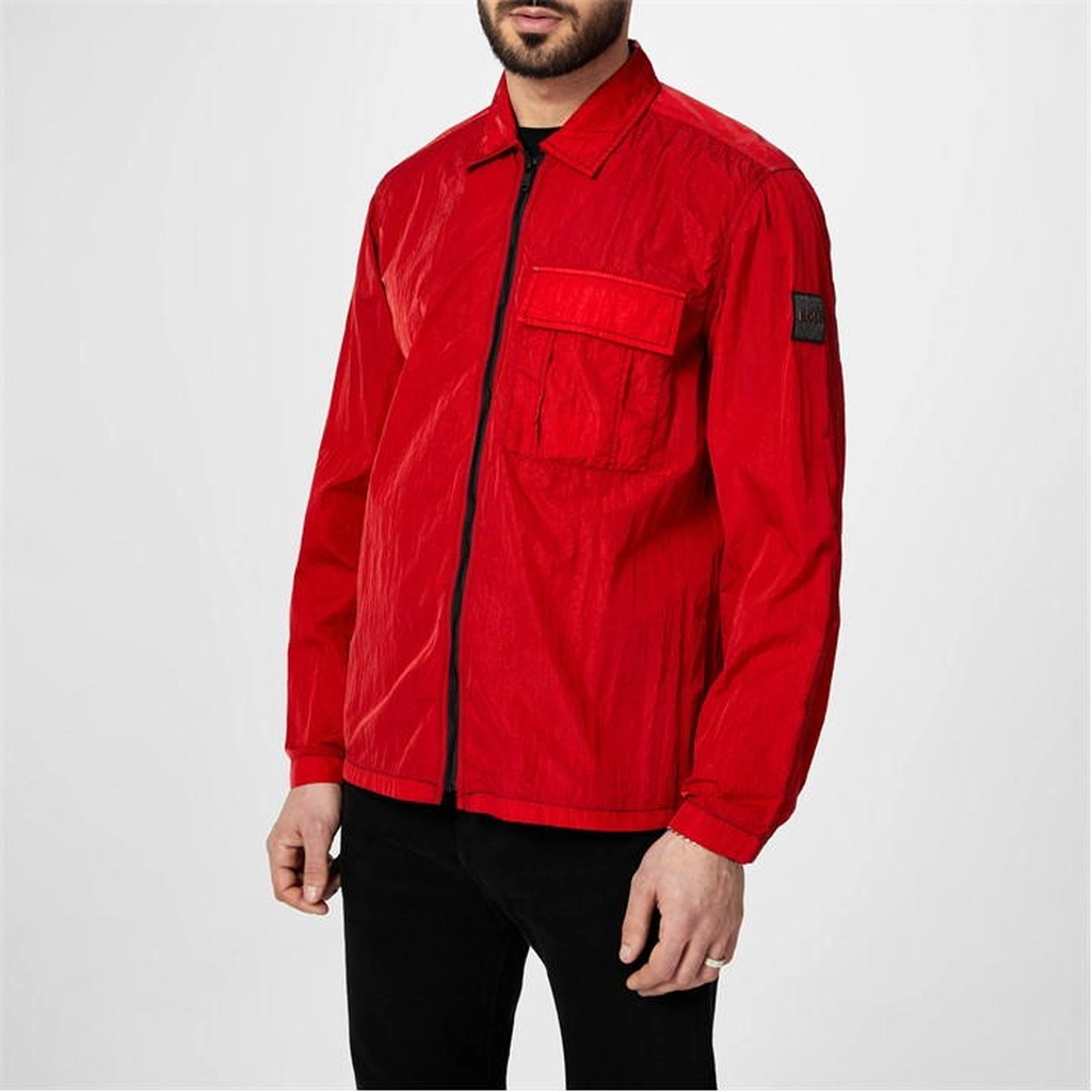 Hugo Oversized Zip-Up Overshirt - Red